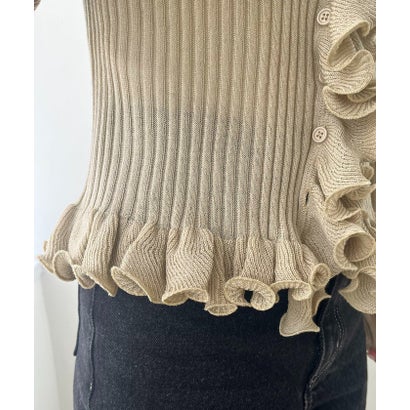 【CAPRICIEUX LE'MAGE】カーリーフリルV カーディガン （beige）｜詳細画像