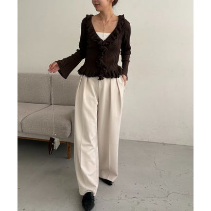 【CAPRICIEUX LE'MAGE】カーリーフリルV カーディガン （beige）｜詳細画像