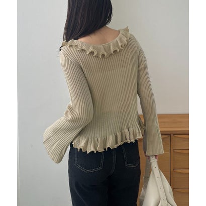 【CAPRICIEUX LE'MAGE】カーリーフリルV カーディガン （beige）｜詳細画像