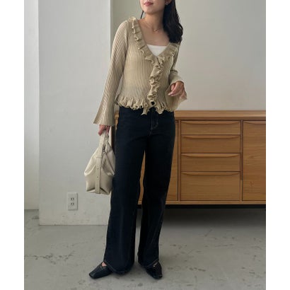【CAPRICIEUX LE'MAGE】カーリーフリルV カーディガン （beige）｜詳細画像