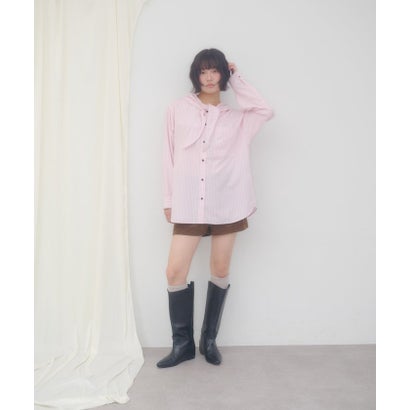 【Discoat】【umm.】スカーフ風フードシャツ （babypink）｜詳細画像