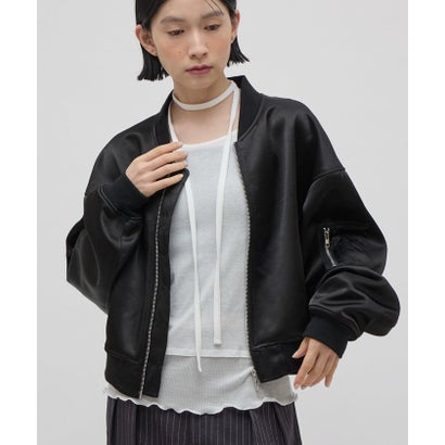 【Lui's】サテンボンディングダブルZIP MA-1 （black）｜詳細画像
