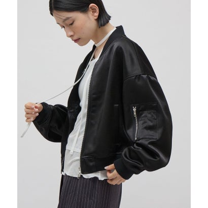 【Lui's】サテンボンディングダブルZIP MA-1 （black）｜詳細画像