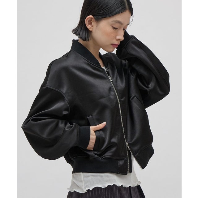 【Lui's】サテンボンディングダブルZIP MA-1 （black）
