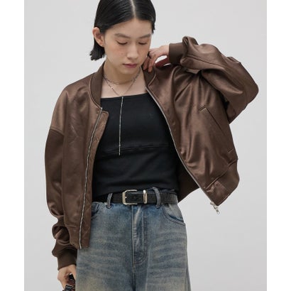 【Lui's】サテンボンディングダブルZIP MA-1 （brown）｜詳細画像
