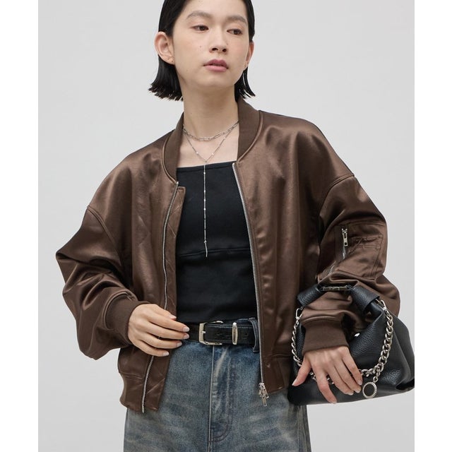 【Lui's】サテンボンディングダブルZIP MA-1 （brown）