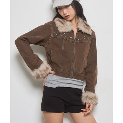 パル PAL 【WHO'S WHO gallery】ビジュファーデニムジャケット （brown）｜詳細画像