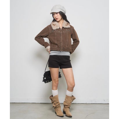 パル PAL 【WHO'S WHO gallery】ビジュファーデニムジャケット （brown）｜詳細画像