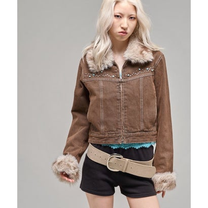 パル PAL 【WHO'S WHO gallery】ビジュファーデニムジャケット （brown）｜詳細画像