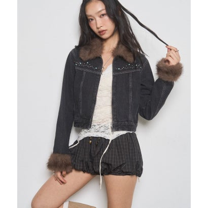 パル PAL 【WHO'S WHO gallery】ビジュファーデニムジャケット （brown）｜詳細画像