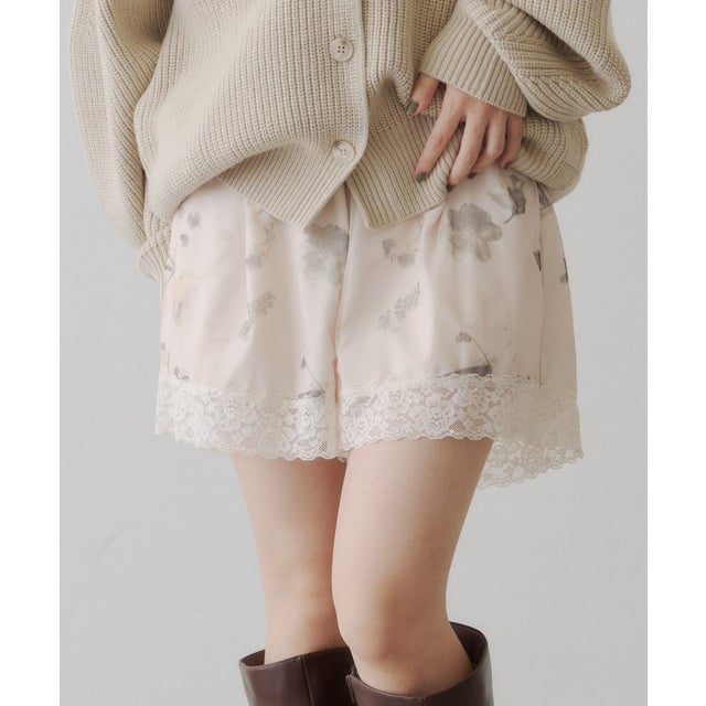【Kastane】フラワーランジェリーショートパンツ （ivory）