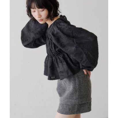 【Kastane】デニムレースパフブラウス （black）｜詳細画像