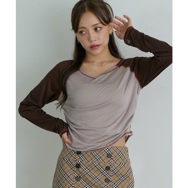 【RAY CASSIN】シアーラグランTシャツ / ロンT （gray）