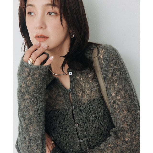 【RIVE DROITE】メッシュパターンポロニット （gray）