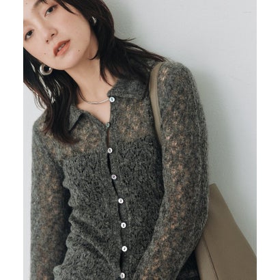 【RIVE DROITE】メッシュパターンポロニット （beige）｜詳細画像
