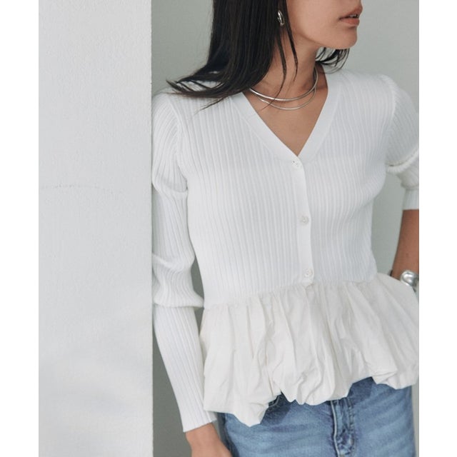 【RIVE DROITE】ペプラムドッキングニットカーディガン （offwhite）