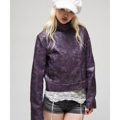 【WHO'S WHO gallery】スタンドレザーWジャケット （purple）｜詳細画像