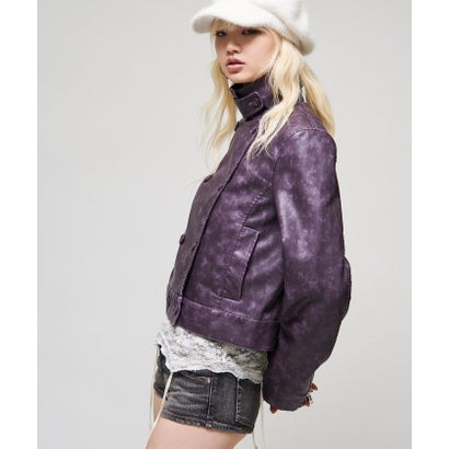【WHO'S WHO gallery】スタンドレザーWジャケット （purple）｜詳細画像