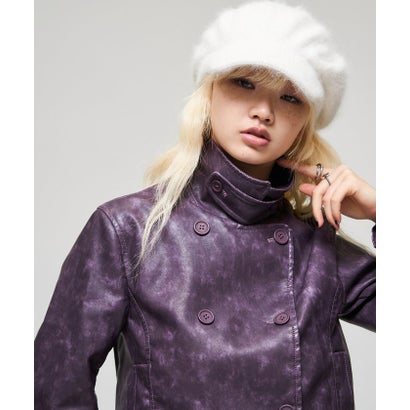 【WHO'S WHO gallery】スタンドレザーWジャケット （purple）｜詳細画像