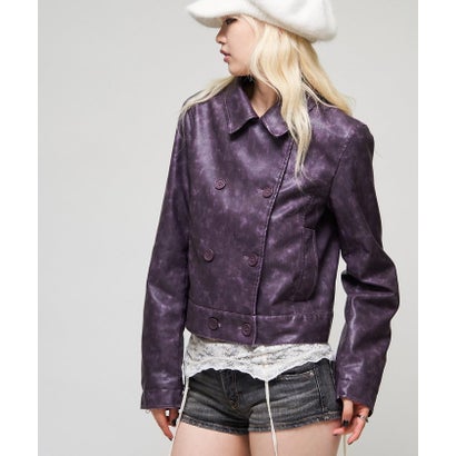 【WHO'S WHO gallery】スタンドレザーWジャケット （purple）｜詳細画像