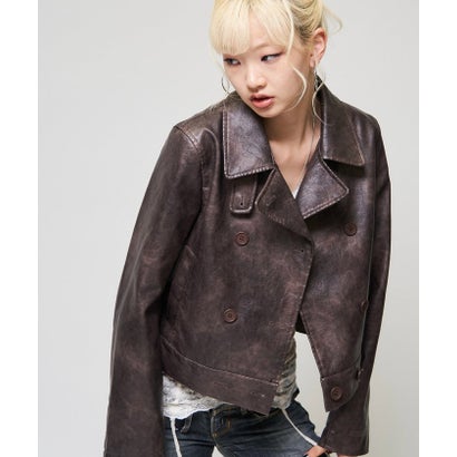 【WHO'S WHO gallery】スタンドレザーWジャケット （black）｜詳細画像