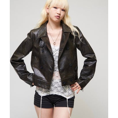 【WHO'S WHO gallery】スタンドレザーWジャケット （black）｜詳細画像