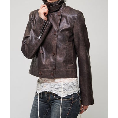 【WHO'S WHO gallery】スタンドレザーWジャケット （brown）｜詳細画像