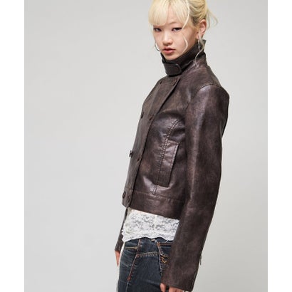 【WHO'S WHO gallery】スタンドレザーWジャケット （brown）｜詳細画像