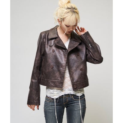 【WHO'S WHO gallery】スタンドレザーWジャケット （brown）｜詳細画像