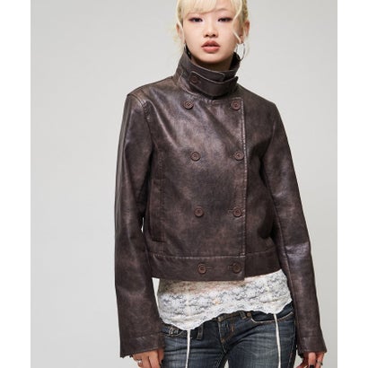 【WHO'S WHO gallery】スタンドレザーWジャケット （brown）｜詳細画像
