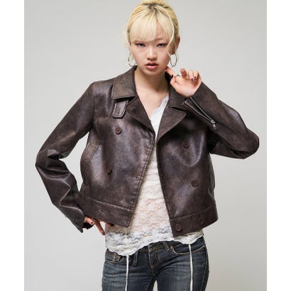 【WHO'S WHO gallery】スタンドレザーWジャケット （brown）｜詳細画像