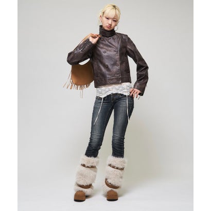 【WHO'S WHO gallery】スタンドレザーWジャケット （brown）｜詳細画像