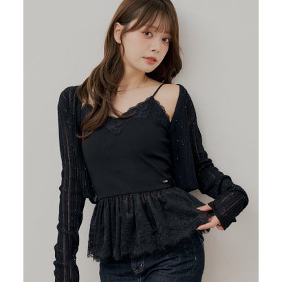 【Chico】カップ付きレースペプラムキャミ （black）｜詳細画像
