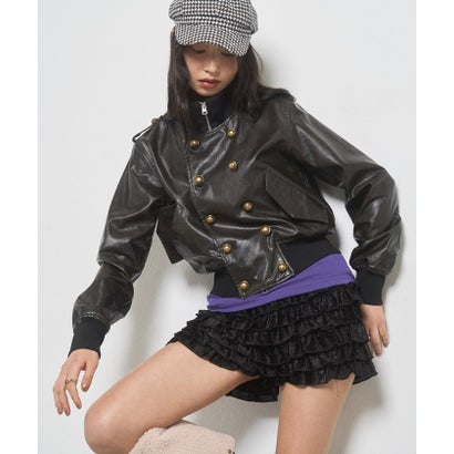 【WHO'S WHO gallery】Wボタンスタンドリブブルゾン （brown）｜詳細画像