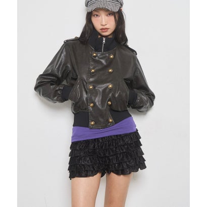 【WHO'S WHO gallery】Wボタンスタンドリブブルゾン （black）｜詳細画像
