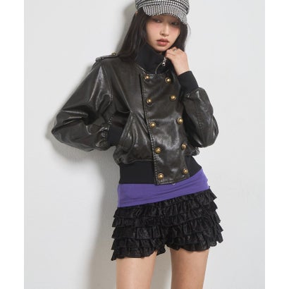 【WHO'S WHO gallery】Wボタンスタンドリブブルゾン （black）｜詳細画像