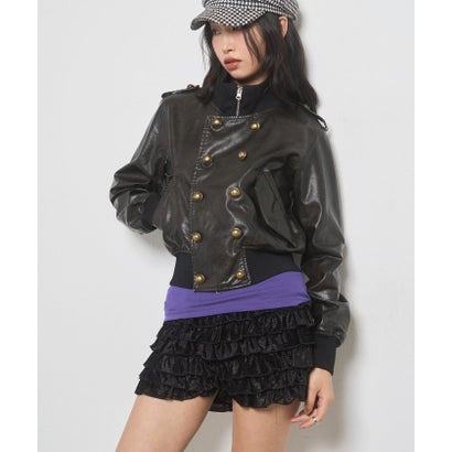 【WHO'S WHO gallery】Wボタンスタンドリブブルゾン （black）｜詳細画像