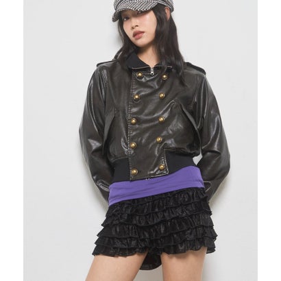 【WHO'S WHO gallery】Wボタンスタンドリブブルゾン （black）｜詳細画像