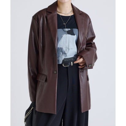 【Lui's】シンセティックレザーテーラードジャケット （bordeaux）｜詳細画像