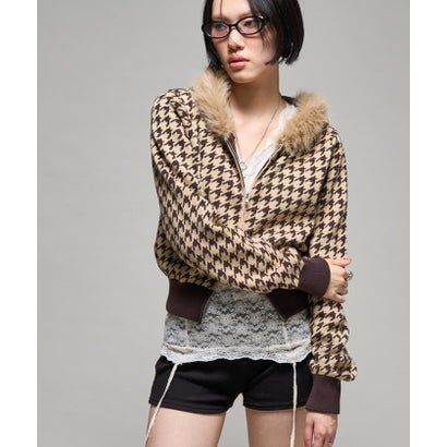 【WHO'S WHO gallery】パターンニットファーフーディ （offwhite）｜詳細画像