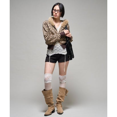 【WHO'S WHO gallery】パターンニットファーフーディ （offwhite）｜詳細画像