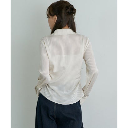【Ray Cassin】サテン胸刺繡ポケットシャツ （ivory）｜詳細画像