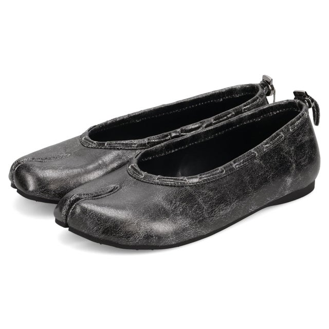 フラットシューズ 足袋 パンプス スリッポン レディース 歩きやすい ぺたんこ 軽量 LEATHER STRING FLAT ブラック ホワイト 黒 白 25001 （ヴィンテージブラック）