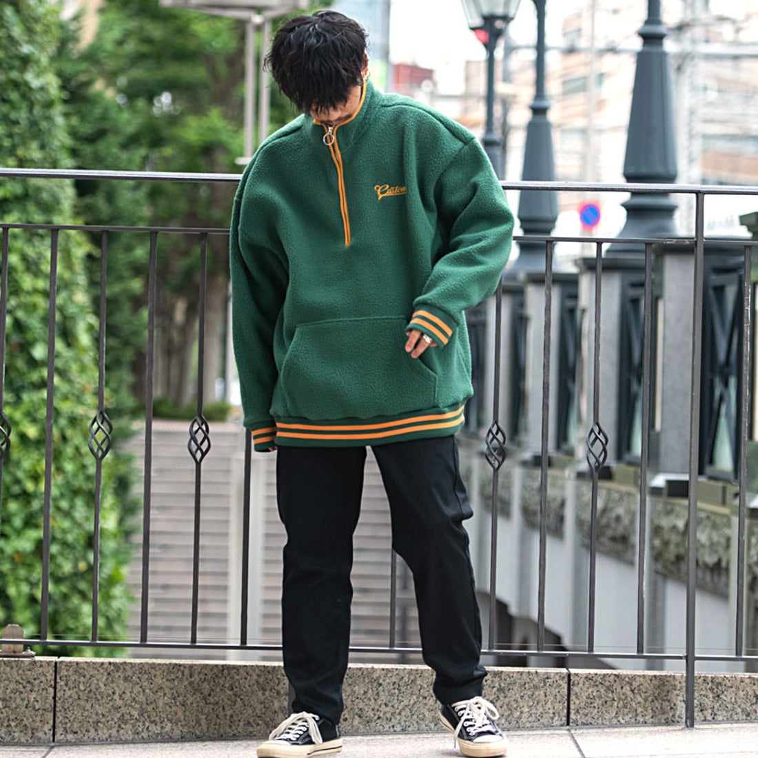 スウェット gap ハーフジップ 緑 トレーナー スウェット リラックス