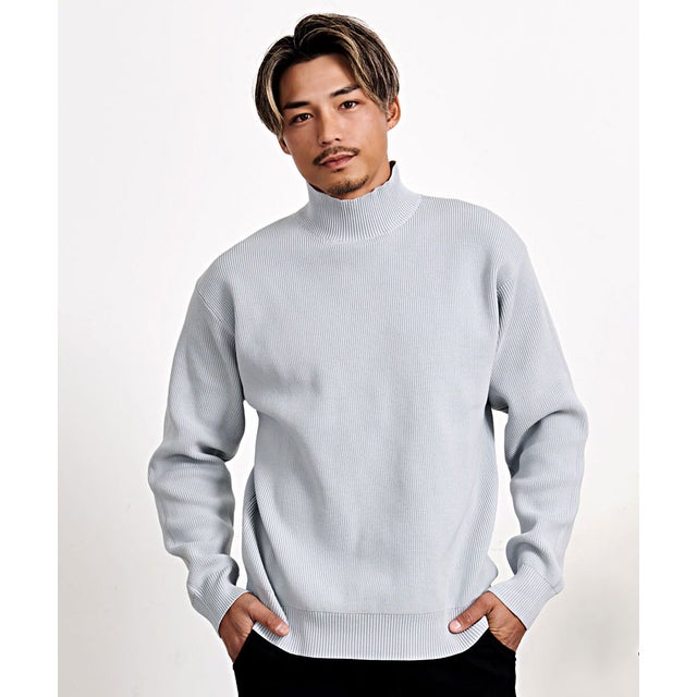 ポリエステルハイネック長袖ニット （GRY(グレー)）