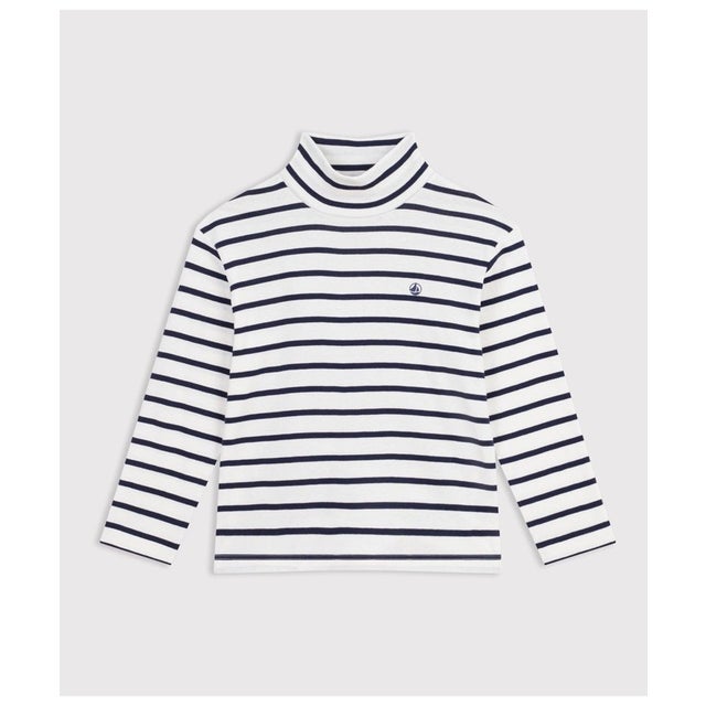 ミニマリニエールタートルネックTシャツ （オフホワイト/ネイビー）