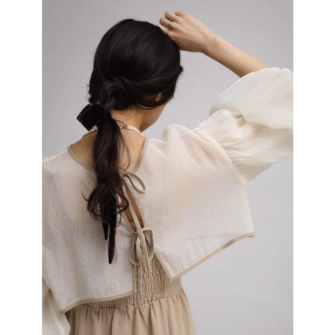 プチローブ petirobe シフォンボレロレイヤードワンピース （ベージュ 