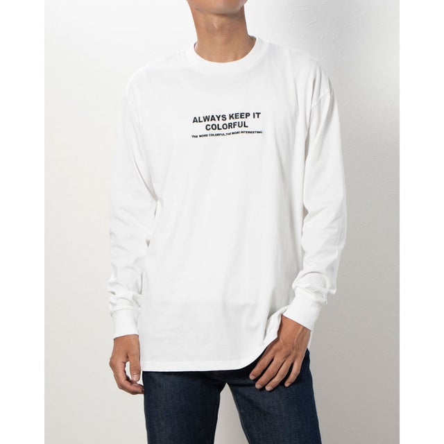 
                    メンズ 長袖Tシャツ コットンバックプリントロングTシャツ PN-9C15013TL （WHITE）