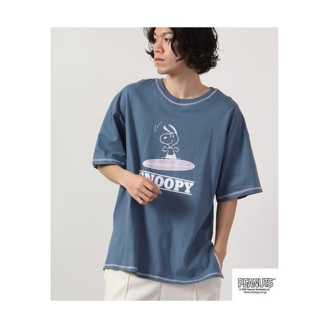 スヌーピー Tシャツ 半袖 サーフ 夏 プリント SNOOPY （ブルーストーン）
