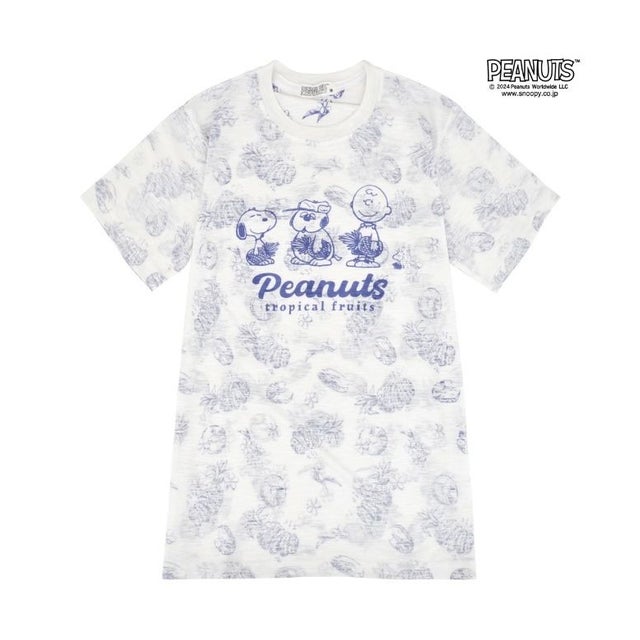 スヌーピー Tシャツ 半袖 スラブ プリント オラフ チャーリーブラウン SNOOPY （ネイビー）
